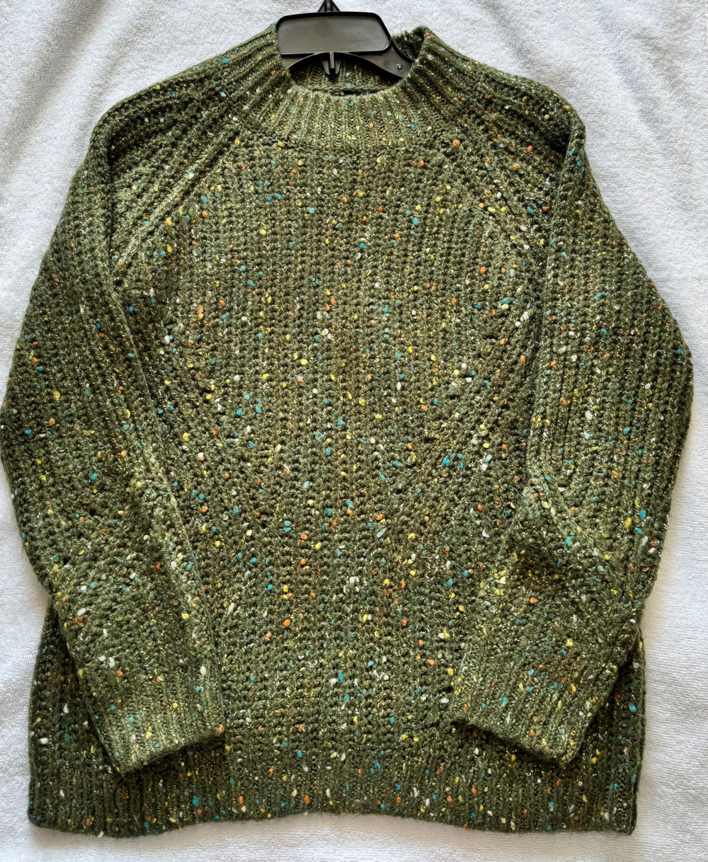 Talbots Sweater Olive Speckled Knit Size S